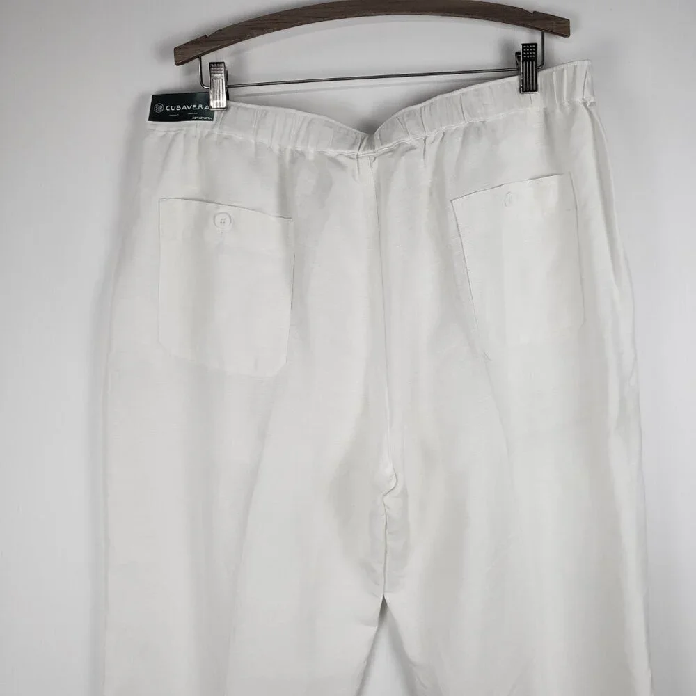 Cubavera Linen Blend Pants White Drawstring Casual NWT Mens Size XXL